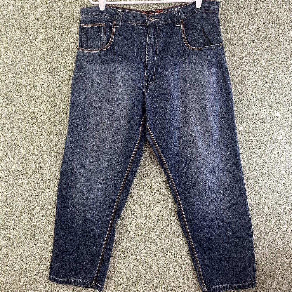 Evolution In Design Jeans Men 38x32 Vintage Blue Embellished Star Y2K Baggy